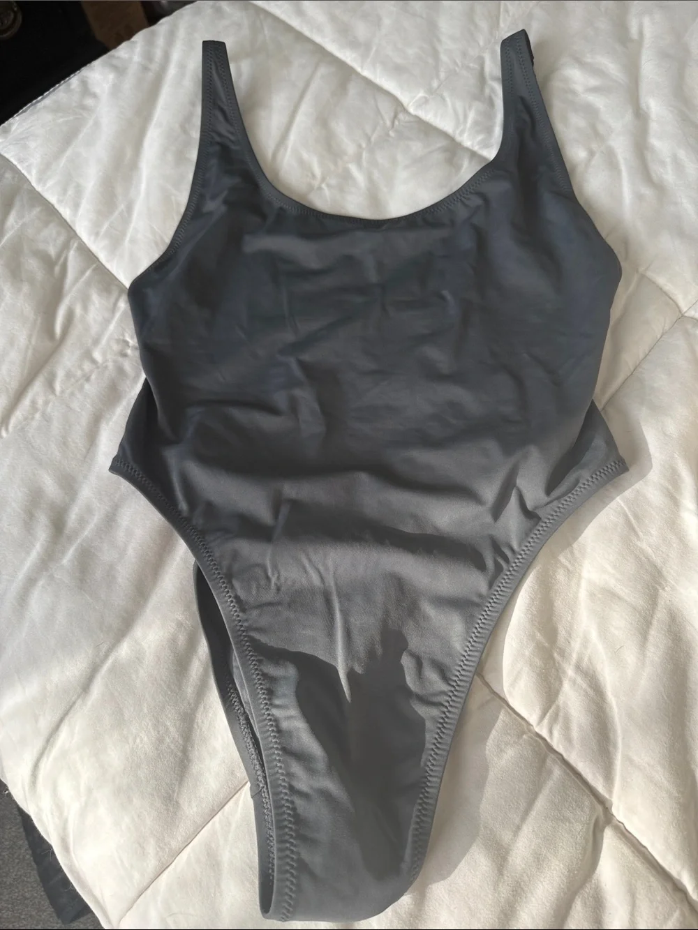 SKIMS Scoop Neck One-Piece Swimsuit - Charcoal Gray